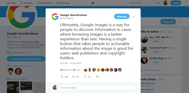 Google image feature removed